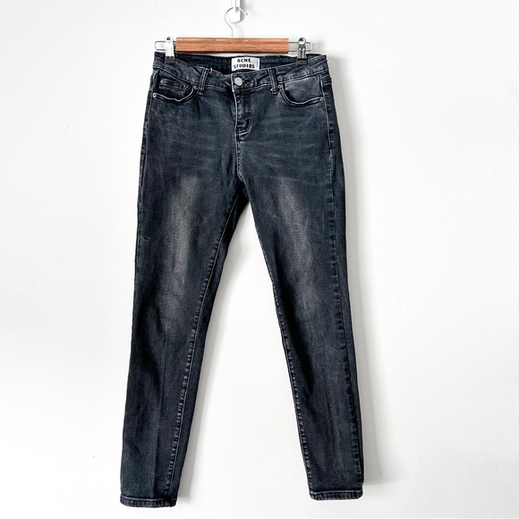 ACNE STUDIOS Women Skin 5 Used Faded Black Skinny Slim Fit Jeans Size W28 L34 - Picture 1 of 8